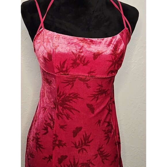Women Urban Outfitters Velvet Babydoll Tank Cami Mini Pink Y2k Halter Barbiecore - Picture 2 of 9